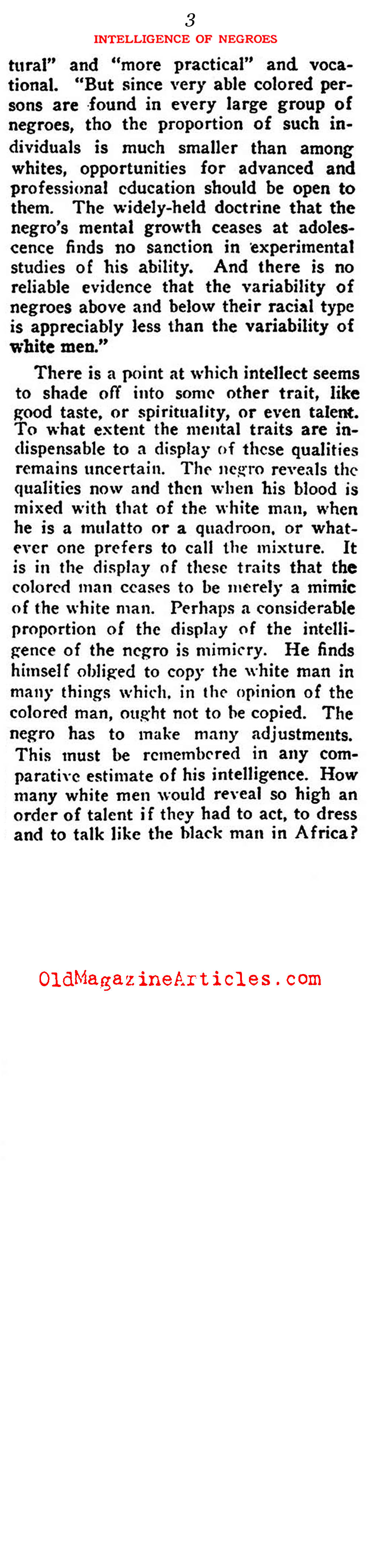 Bogus Science and the Intelligence of African-Americans (Current Opinion, 1921)